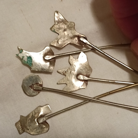 5 vintage 935 Sterling but I still remain abalone cocktail/ hors d'oeuvres pics - Picture 5 of 7